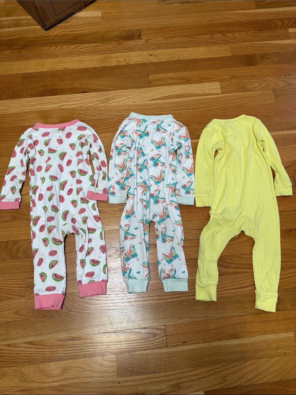 Burt's Bees Baby/Hanes, White Floral, Watermelon, Yellow, One-Piece Pajamas 18M - Picture 3 of 12
